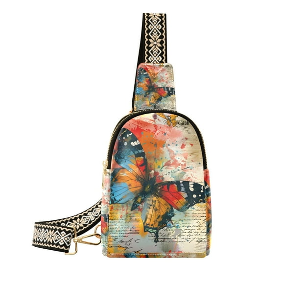 Abstract Butterfly Paper Crossbody Bags Backpack Chest Bag Shoulder Bag Waist Bag for Outdoor Travel Hiking Fitness Cycling