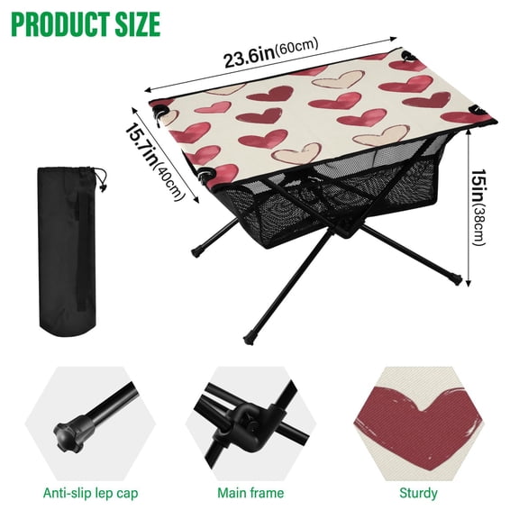 BZSMCE Camping Tables Simple Folding Table Heartfelt Patterns Pattern Size:23.6*15.7in