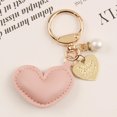 thumbnail image 1 of Leather Heart Mini Keychain Bucket Bag Charm Handbag Pendant Key Fob Key Ring, 1 of 4