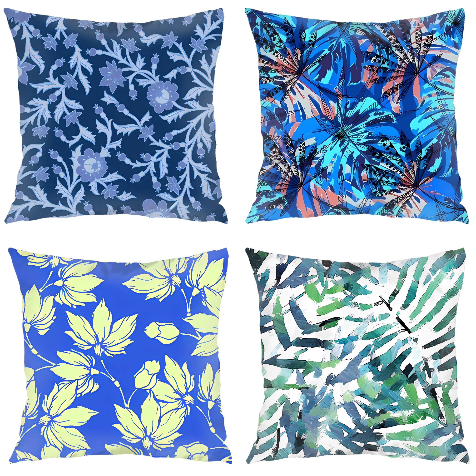 FGHIO Tropical Throw Pillow Covers 18x18 Set of 4, Polyester Linen