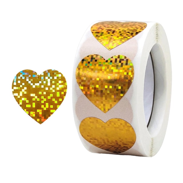 Rollo de 500 pegatinas de corazón con diseño de granja, navideñas, de papel adhesivo. Estilo C