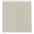 thumbnail image 3 of Geometric Shower Curtain, Primitive Symmetrical Circles Intersecting Geometric Latticework Print, Fabric Bathroom Set with Hooks, 69W X 75L Inches Long, Dimgray and Beige, by Ambesonne, 3 of 3