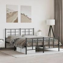 vidaXL Metal Bed Frame without Mattress with Footboard Black 59.1"x78.7"