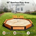 thumbnail image 4 of FUNTOK Large Outdoor Wood Sandbox 85'' × 85'' × 9'' Octagon Wooden Sand Box for Kids with Cover, Ideal for Children Aged 2-6 for Lawn Garden Backyard Beach, 4 of 7