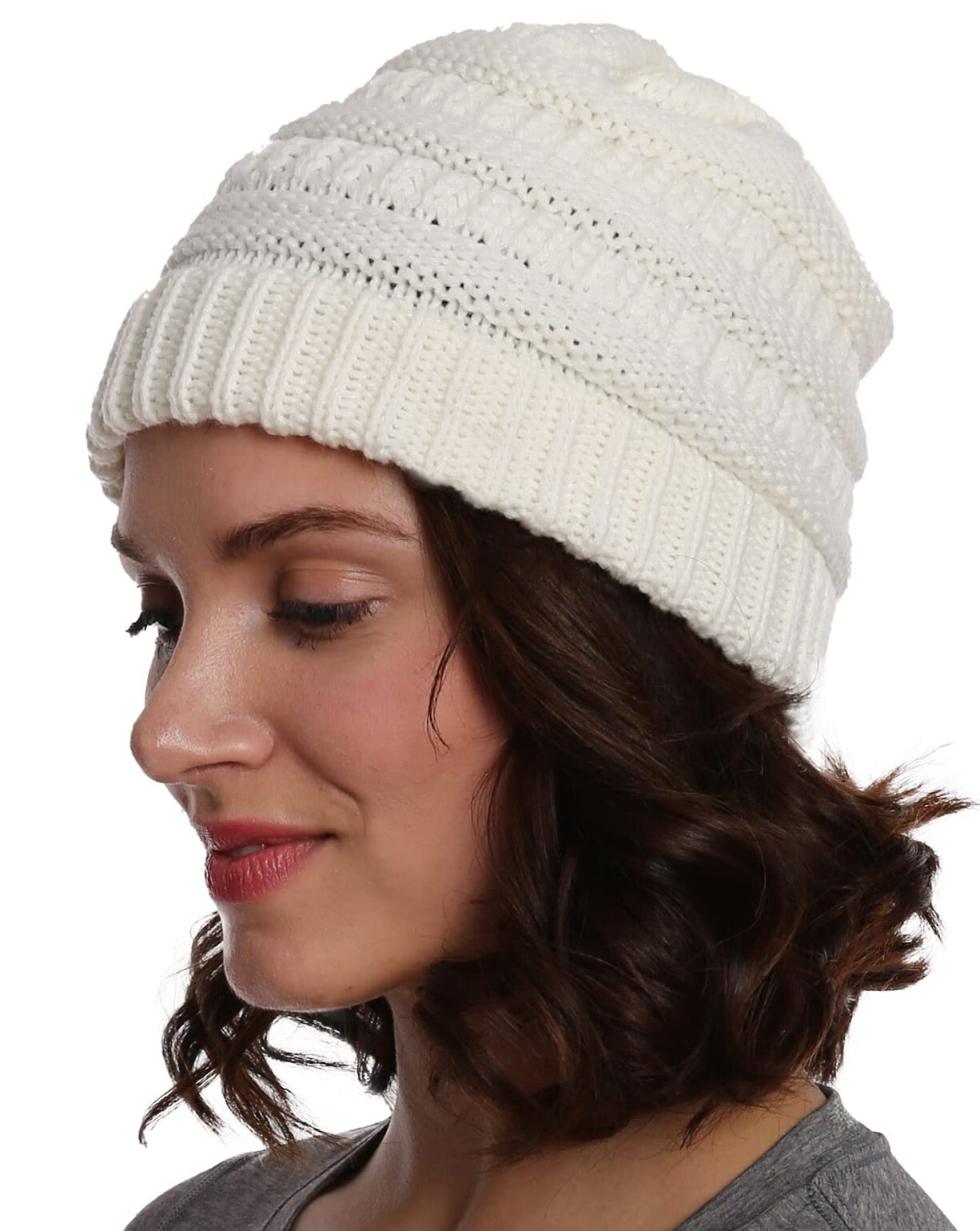 Fantaslook Womens Beanie Winter Hat Warm Chunky Cable Knit Hats Soft Stretch Thick Cute Cap for