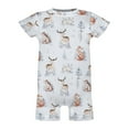 thumbnail image 4 of Woodland Animals Pine Forest Baby Romper Casual Summer Clothes Infant Baby Boy Girl Deer Fox Bear Bunny Trees Short Sleeve Jumpsuit Playsuit One Piece Outfit, 4 of 6