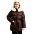 thumbnail image 3 of MKOSPLRT Puffer Jacket Kids 2-14Y Warm Quilted Winter Coats Faux Fur Hooded Zip Up Down Jackets Solid Fleece Lined Pea Coats with Pockets, 3 of 7