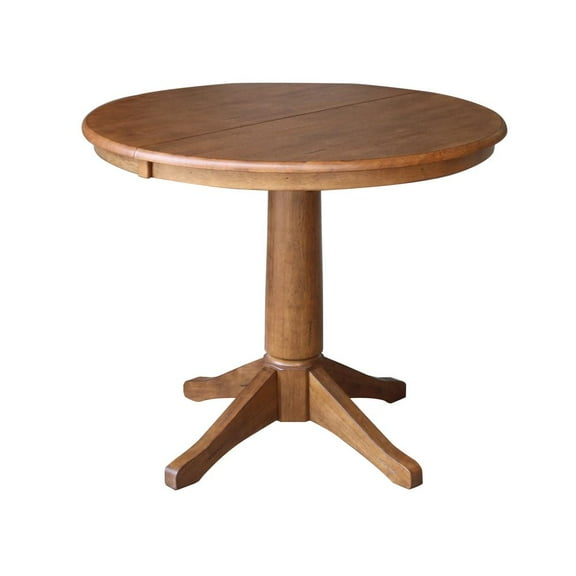 36" Solid Wood Round Top Pedestal Table with 12" Leaf in Oak - 30.1" H
