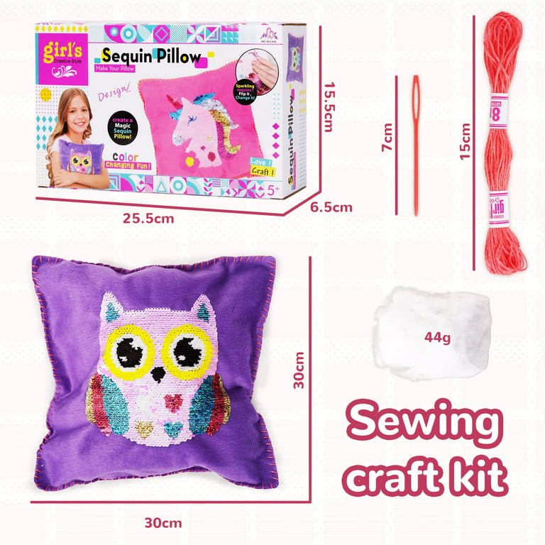 CRAFTILOO Pirates Pre-Cut Fun Kids Sewing Kit for Kids Ages 8-12 Children  Beginners Sewing kit Kid Crafts Make Your Own Felt Pillow Plush Craft Kit