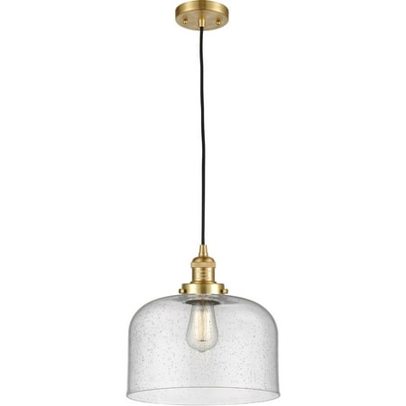 

Satin Gold Tone Mini Pendants 12 Wide Seedy Glass Steel/Cast Brass/Glass Medium Base LED 1 Light Fixture
