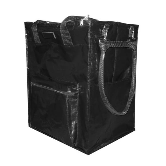 Reusable Grocery Bag with Wheels, Water Proof Portable Shopping Rolling Tote Bag with Zippered Top, Foldable Trolley Cart with Heavy Duty Handles for Camping Travel