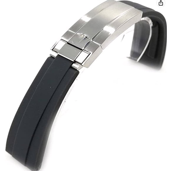 Watchbands Silicone Stainless Steel Detachable Watchband Soft Plain Classic Detachable Use Watchbands Comfortable Generous Watch Strap for Casual Wedding