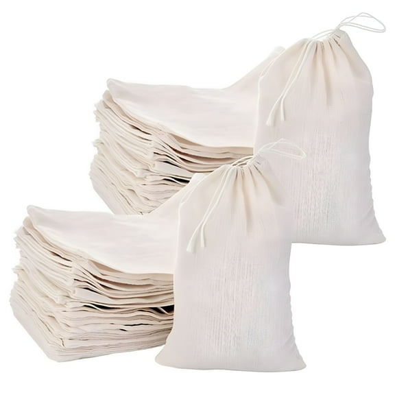 GASTROPOD 50 Pack Cotton Muslin Bags Drawstring Bags for Tea Jewelry Wedding Favors Storage (4 x 6 Inches)