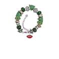 thumbnail image 2 of Goldtone Small Translucent Red Lips Green Christmas Bead Bracelet, 2 of 4
