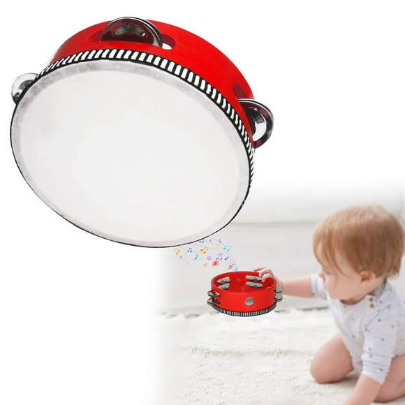 WHEANG Tambourin pour Adultes à Main Tambourin en Bois Livré en Simple Tambourin en Métal Tambourin Musical Instrument de Percussion pour KTV
