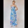 thumbnail image 4 of Vestido Maxi Floral para Mujer, Sin Mangas, Espalda Descubierta, Corte A, , Fluido, con Espalda Hueca y Tirantes Finos Azul L, 4 of 7