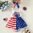 thumbnail image 2 of CAICJ98 4th of July Baby Girl Outfits American Flag Sleeveless Romper Dress Stripe Star Bodysuit Newborn Infant Memorial Day Summer Clothes (White,3-6 Months), 2 of 7