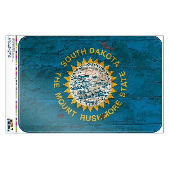 Rustic South Dakota State Flag Distressed USA Home Business Office Sign