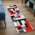thumbnail image 4 of Red Black 2'x6' Runner Rug, Abstract Geometric Grey White Middle Century Washable Non-Slip Area Rugs for Hallway Kitchen Floor Bedroom Entryway, Laundry Carpet Decoration Indoor Mat, 4 of 9