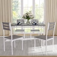 thumbnail image 4 of 5-piece industrial kitchen mesa set con spiral metal legs: compact dining room set para 4 con moderno design para apartments y small spaces (gris finish), 4 of 7