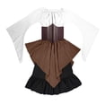 thumbnail image 5 of UPPADA Renaissance Fair Costume Women Pirate Medieval Fairy Flowy Corset Dresses with Elastic Lace Up Waist Belt Brown,L, 5 of 6