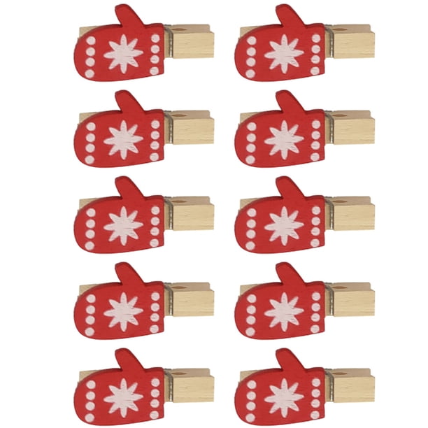 Billuyoard Clips de Serie navideña Abrazaderas de resorte Clips de decorativos impresos con dibujos animados, guante Kits de decoración para fiestas Guantes Billuyoard HA001767-02