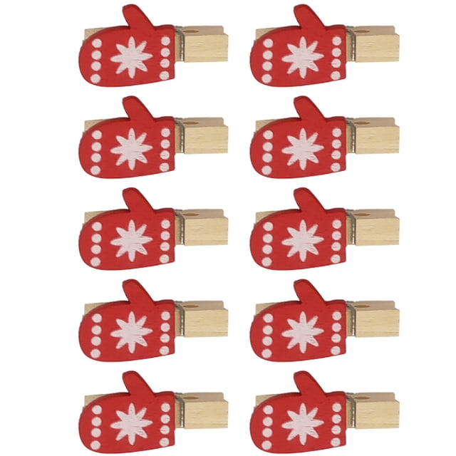Naiovety Clips de Serie navideña Abrazaderas de resorte Clips de decorativos impresos con dibujos animados, guante Kits de decoración para fiestas Guantes Naiovety HA001767-02