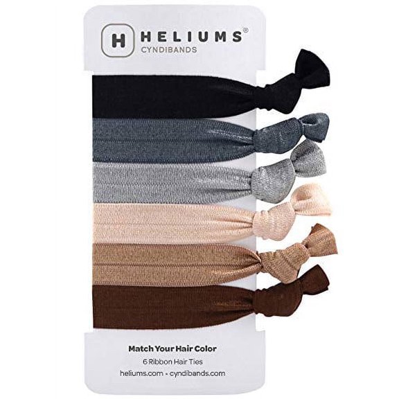 Cyndibands Brown Gray Cream Knotted Ribbon Less Crease Hair Ties (Classic Neutrals) 6 Count