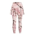 thumbnail image 4 of SCRAWLGOD Peach Blossom Butterfly Pink Comfortable Gym Leggings with Skirt for Women Non See-Through Breathable Golf Tights High Waist Casual Tennis Yoga Skorts Leggings, XL, 4 of 7