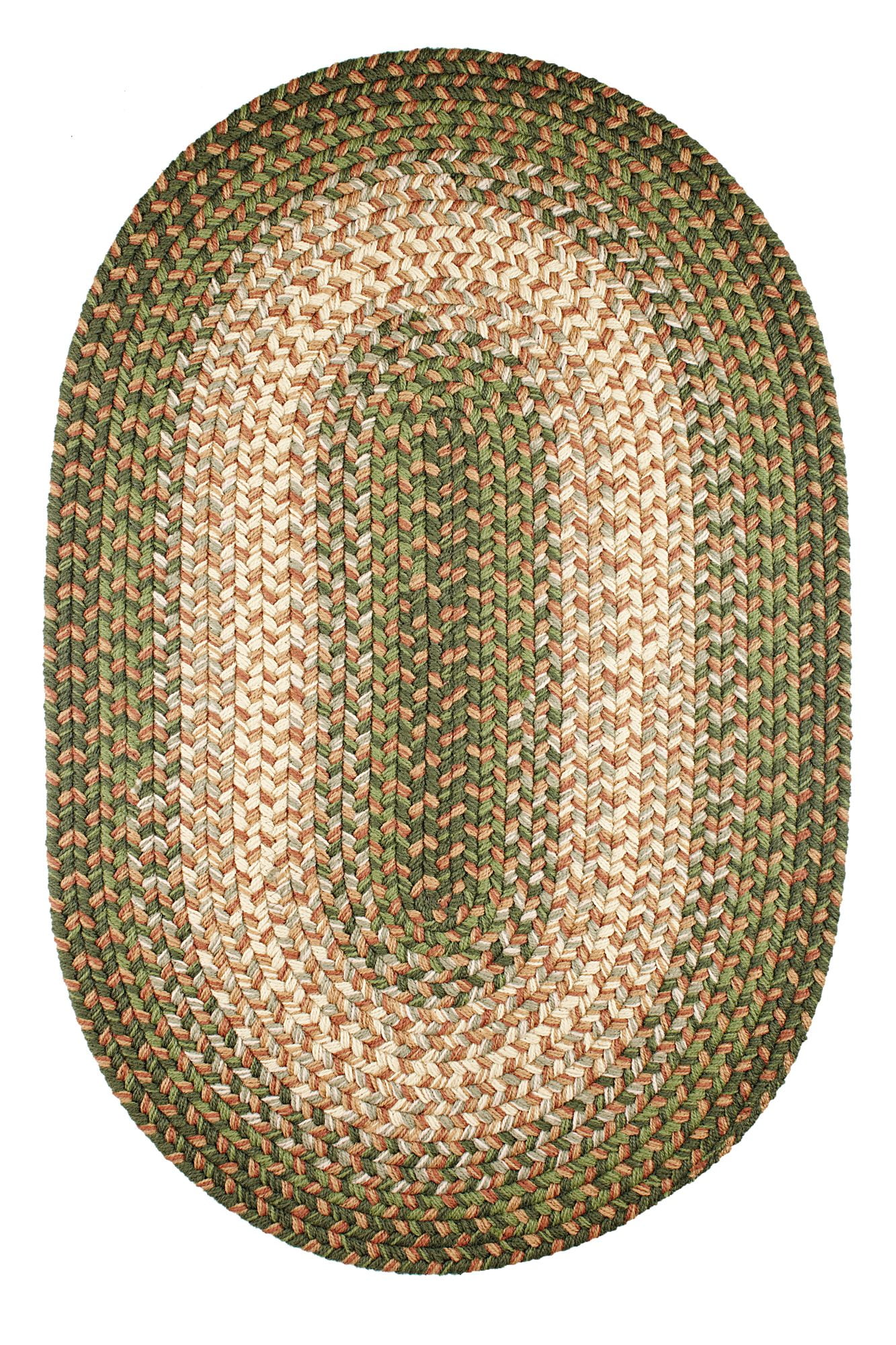 Green Indoor & Outdoor Rug, Braided Textured Design, 5Ft. X 8Ft. Oval ...