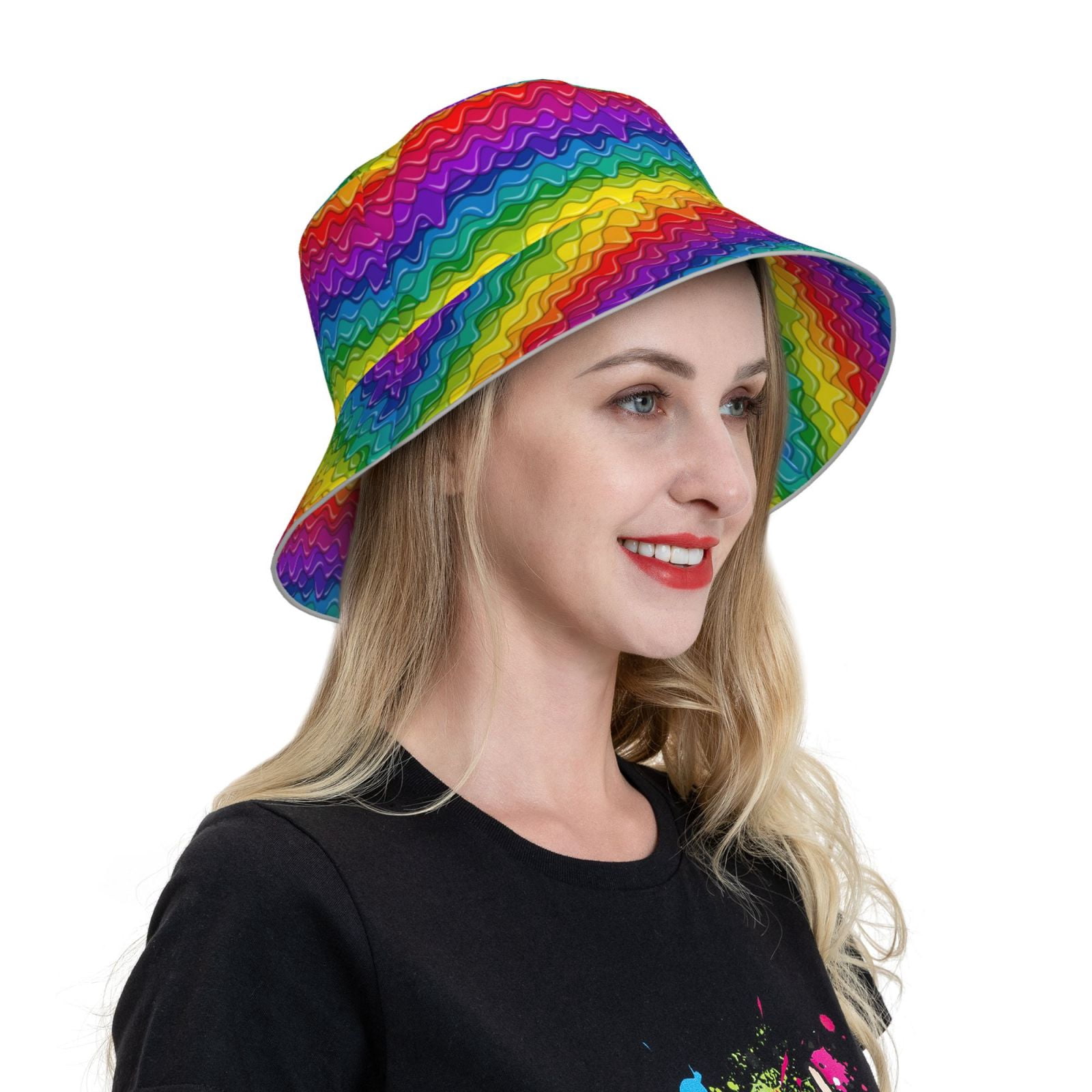 KLL Bright Rainbow Bucket Hat for Women Men Packable Travel 