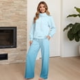 thumbnail image 4 of Uorisanigo Blue Gradient Mock Neck Sweatshirt with Wide Leg Sweatpants Matching Set Lounge Sets for Women Tracksuit 2 Piece Fall Outfits Drawstring Activewear Oversized Jogging Suit, 4 of 8