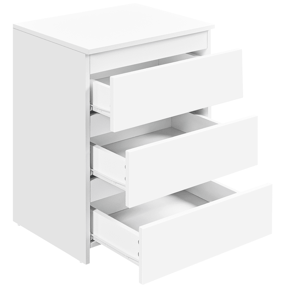 Renwick Vertical End Table with 3 Drawers,White