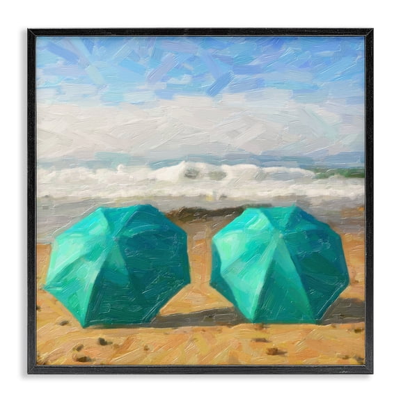 Stupell Industries Tropical Beach Umbrella Duo Black Framed Giclee Art, 17 x 17, by Graffitee Studios