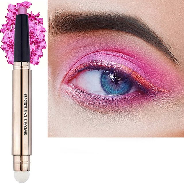 LGSZGDCN 2 en 1 Rosa Sombra de Ojos Crema Suave Brillo Rosa Sombra de Ojos Lápiz Hipoalergénico Impermeable Larga Duración Multidimensional Sombra de Ojos Resaltador Stick Maquillaje Delineador de Ojo