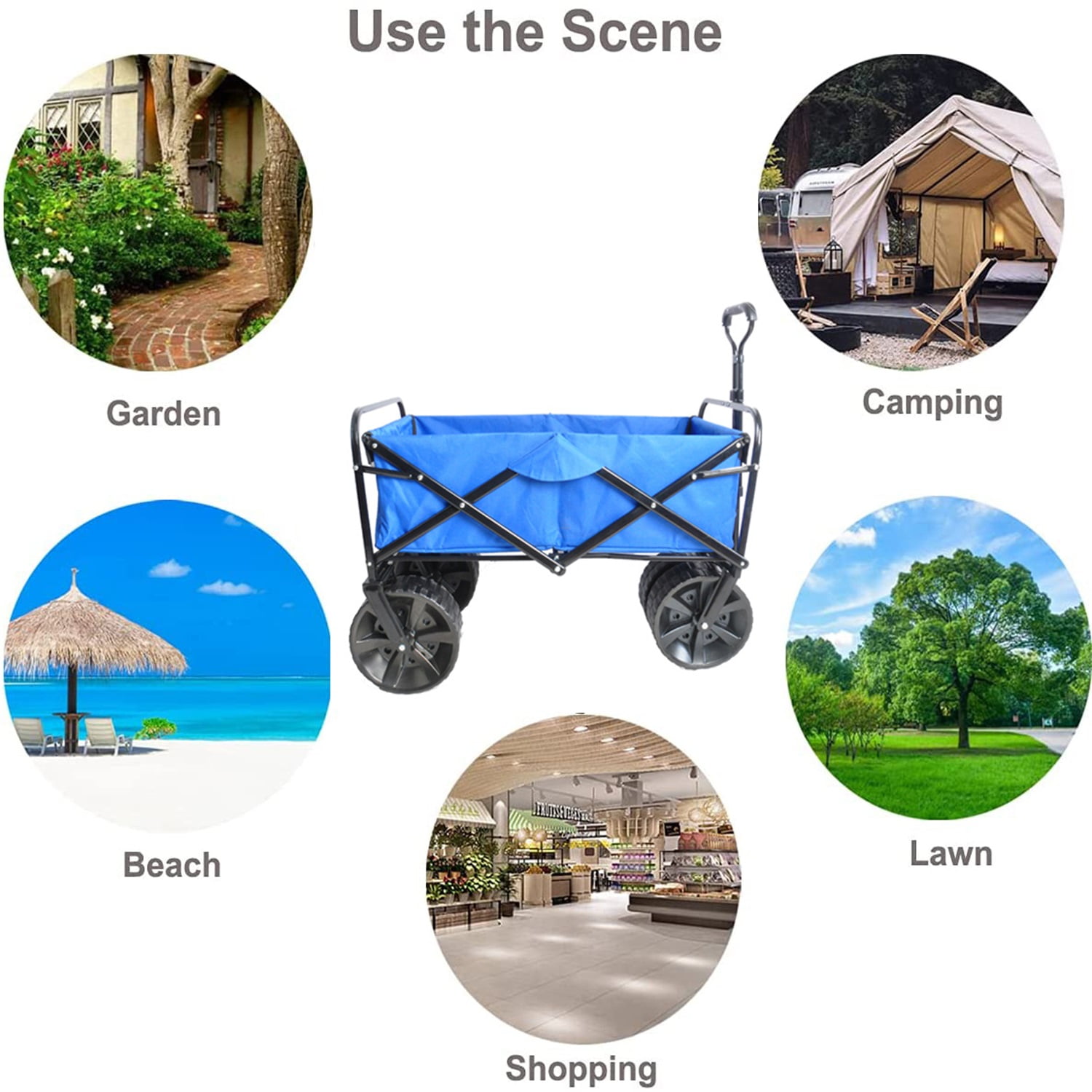 Lowestbest Folding Trolley, Independent Portable Outdoor Garden Sports Heavy-Duty Shopping Cart Cart, Blue Lowestbest Folding Trolley, Independent Portable Outdoor Garden Sports Heavy-Duty Shopping Cart Cart, Blue