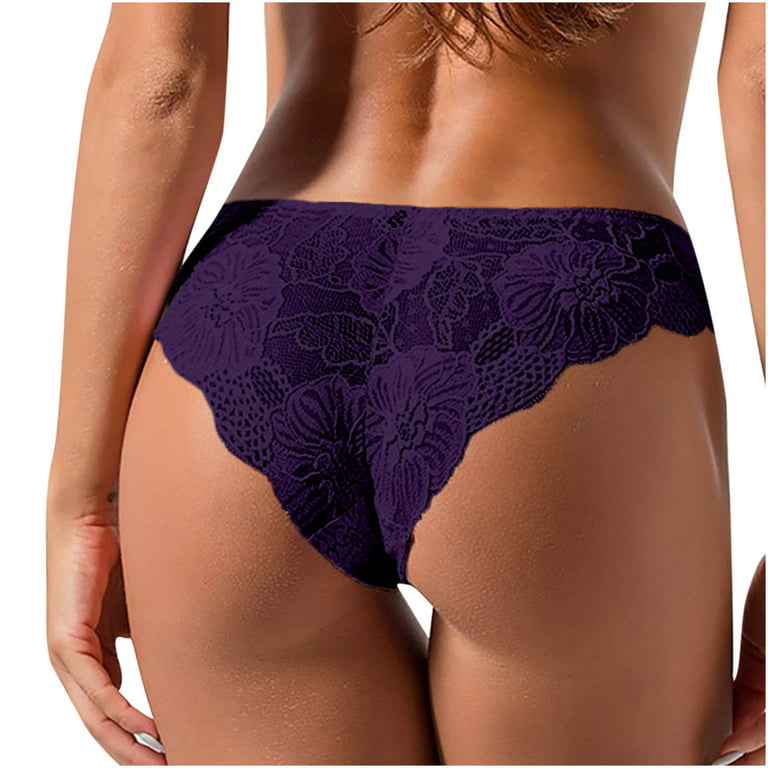 Lirclo Women Lace Underwear Sexy Breathable Hipster Panties Stretch  Seamless Bikini Briefs 1PCS Purple S