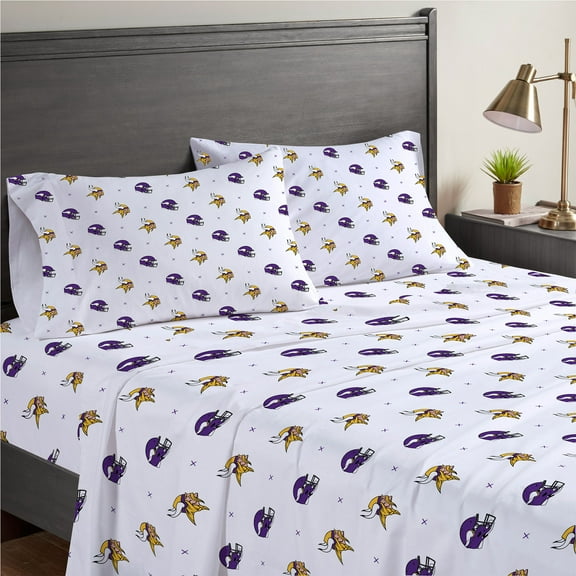 Minnesota Vikings Four-Piece Queen Sheet Set