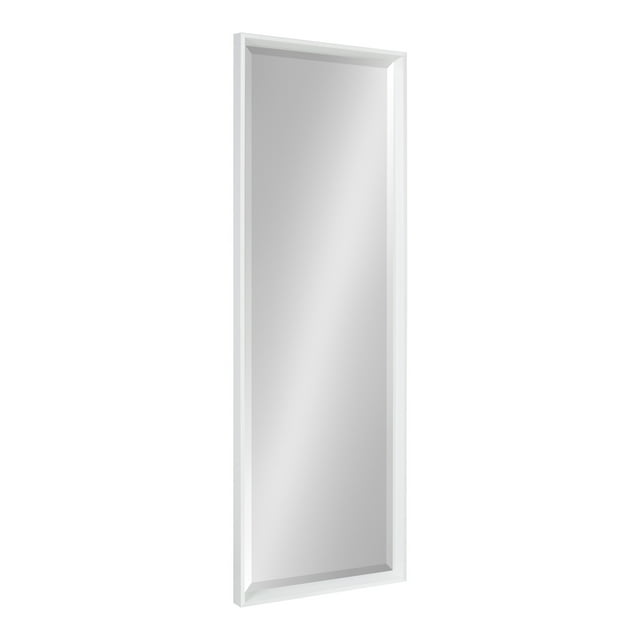 Kate and Laurel Calter Modern Framed Full Length Wall Mirror, 17.5 x 49.5, White, Decorative Rectangular Wall Mounted Full Body Beveled Mirror for Glam Wall Decor