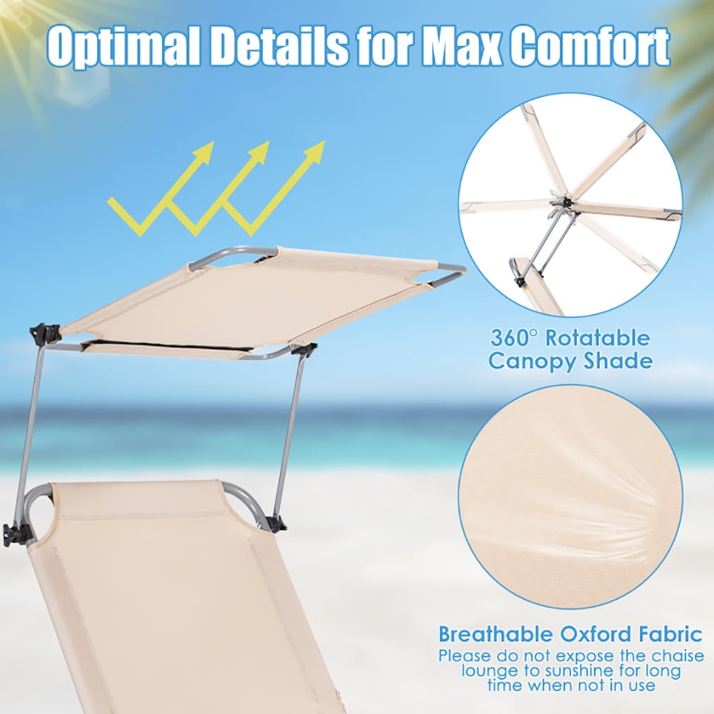 Aimee Lii Set of 2 Portable Reclining Chair with 5 Adjustable Positions, Patio Loungers, Beige Aimee Lii Set of 2 Portable Reclining Chair with 5 Adjustable Positions, Patio Loungers, Beige