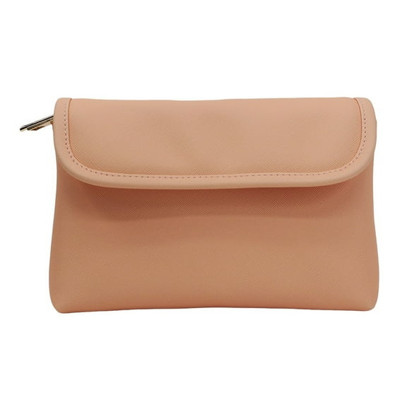 Red Stone Beauty Double Zip Foldover Makeup Bag Cosmetic Bag, Travel Pouch, Blush, 1 Count