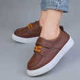thumbnail image 5 of Purcolt Boys and Girls PU Leather Loafer Sneakers Comfort Casual Round Toe Boat Shoes Lightweight Slip On Walking Shoes with Single Strap Hook and Loop, 5 of 9