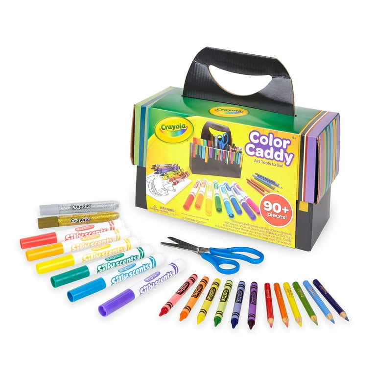 Crayola Color Caddy Craft Kit (90+ Pcs), Kids Coloring Set, Gifts for Kids  4+, Includes Crayons, Markers, Colored Pencils, Glitter Glue, Scissors, 