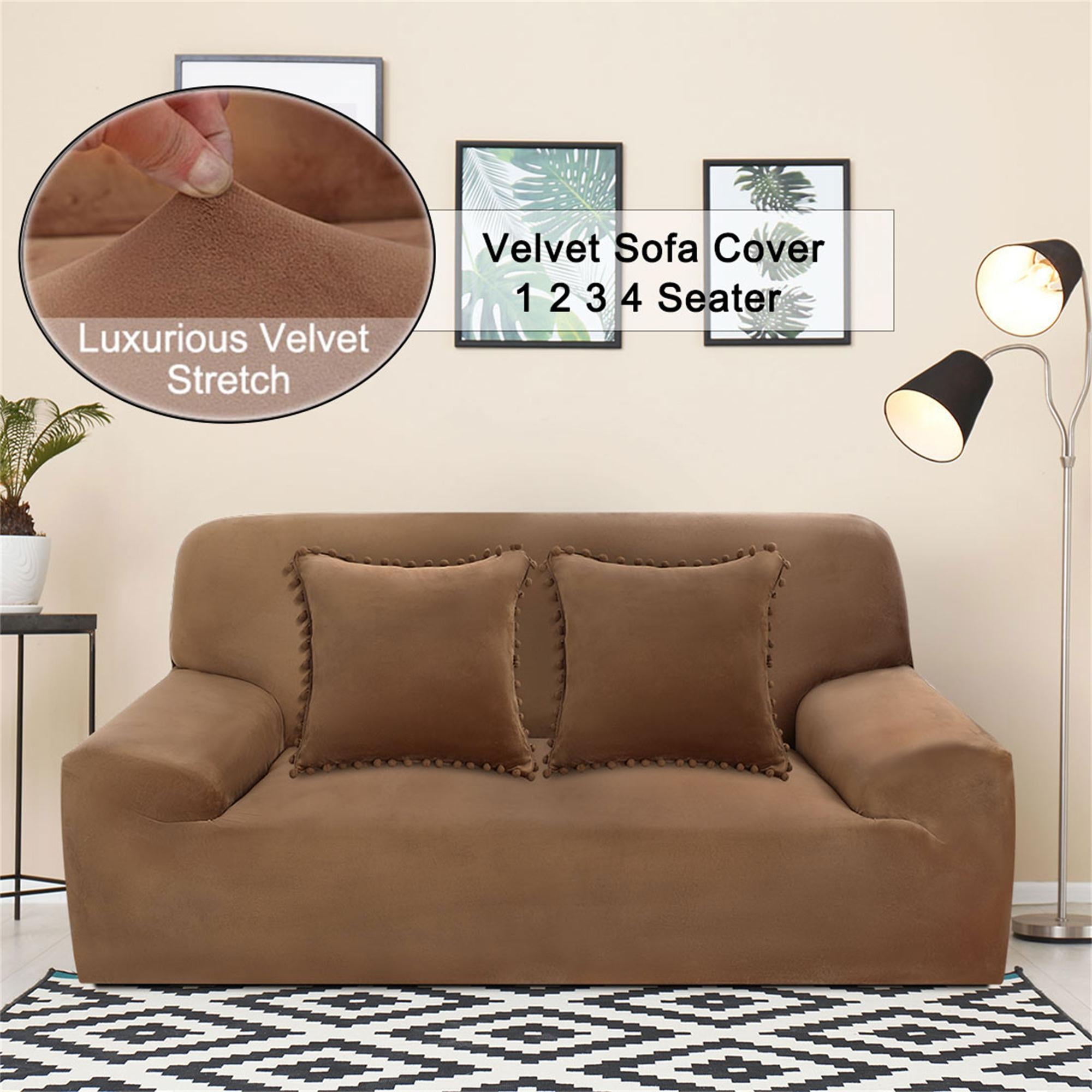Velvet Stretch Loveseat Couch Covers Sofa Slipcover ...