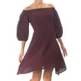 thumbnail image 2 of BAR III Womens Burgundy Off Shoulder Knee Length A-Line Dress Size: 2, 2 of 3