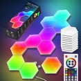thumbnail image 2 of Lampe Murale Hexagonale Intelligente Modulaire en Nid d'Abeille avec Télécommande APP et Synchronisation Musicale Alimentée par USB pour Décoration de Chevet de Chambre de Jeu, 2 of 9