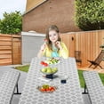 thumbnail image 6 of Eoozwa 3 Piece Set Picnic Table Cover with Bench Covers Black Vinyl Fitted Picnic Table Covers with Elastic Edges Waterproof Rectangle Patio Tablecloth for Outdoor Camping, 6 of 6