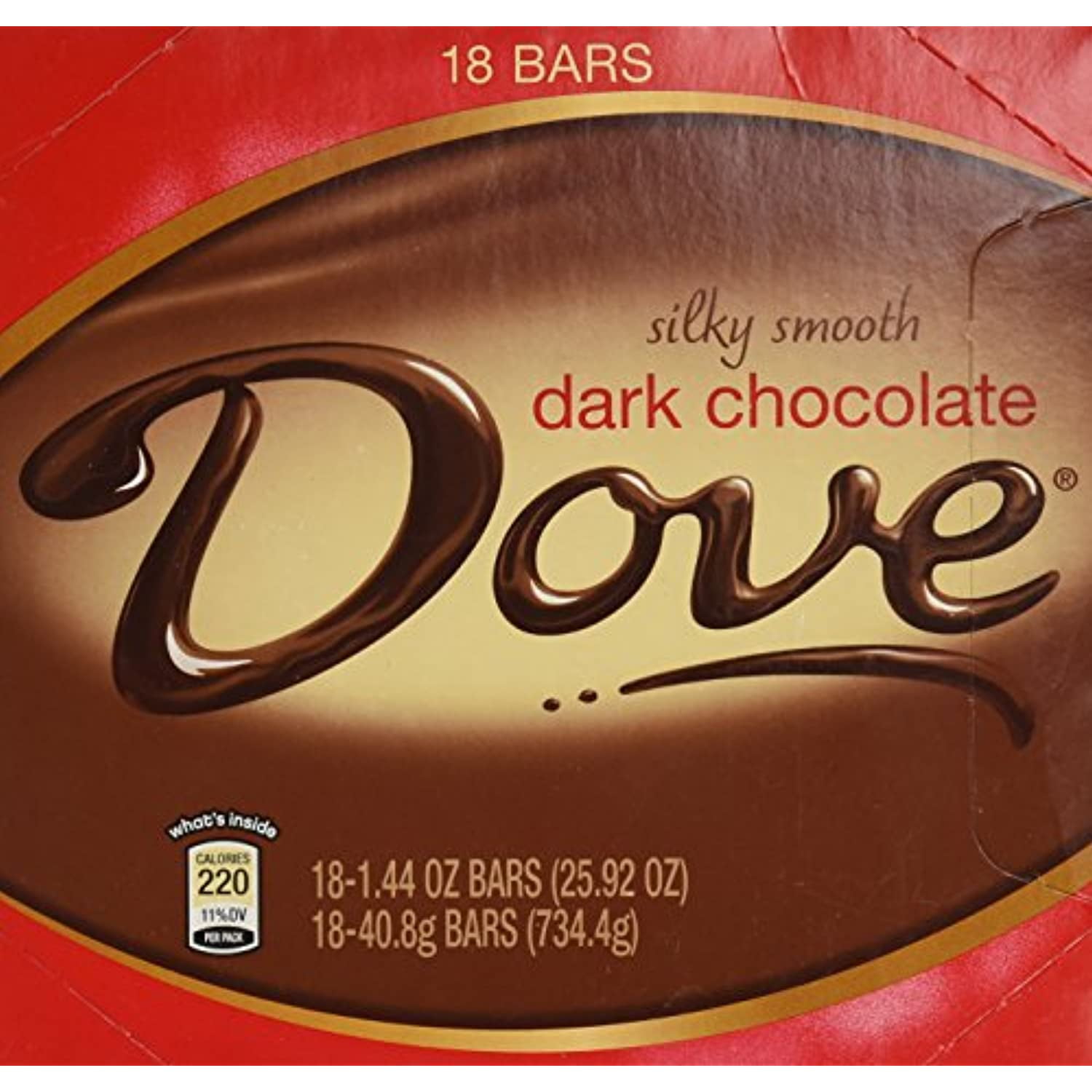 Dove Dark Chocolate Bars Silky Smooth 18 Count of 1.44 Oz Bars