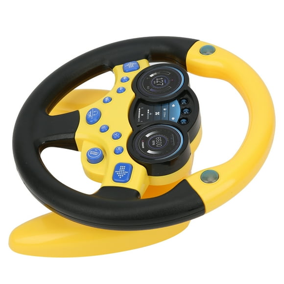 Simulation Steering Wheel, Simulated Driving Steering Wheel with Horn Buttons,  Light, Base, Steering Wheel Toy for Car Backseat, Car Driving Toy for Children Kids 4 5 6 Years Old