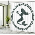 thumbnail image 4 of Ambesonne Mermaid Shower Curtain, Vintage Cartoon Fish, 69"Wx84"L, Black White, 4 of 4